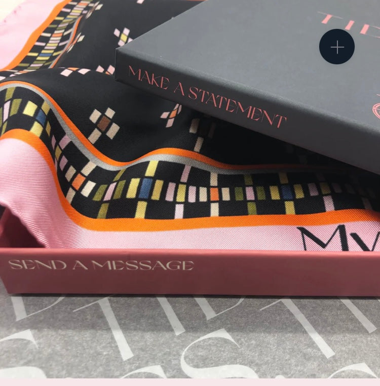 TIDINGS Black & Pink "My Love" pocket square Silk Scarf