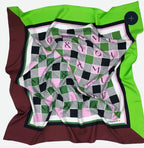 TIDINGS BURGANDY & Green "Me & You " Large Silk Statement Scarf