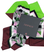 TIDINGS BURGANDY & Green "Me & You " Large Silk Statement Scarf