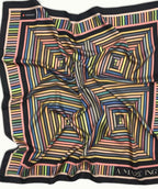 TIDINGS " Amazing " Black / Navy Multicoloured Geometric Strip Large Statement Silk Scarf