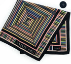 TIDINGS " Amazing " Black / Navy Multicoloured Geometric Strip Large Statement Silk Scarf
