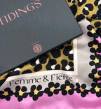 TIDINGS Pink Leopard Print Femme & Fierce Large Statement Silk Scarf