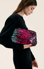 NALI Multicolored Large Sequin Clutch Bag