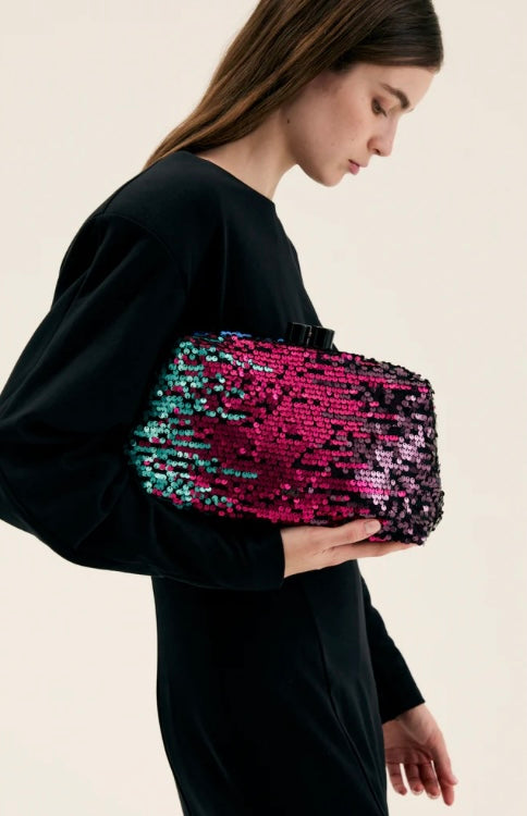 NALI Multicolored Large Sequin Clutch Bag