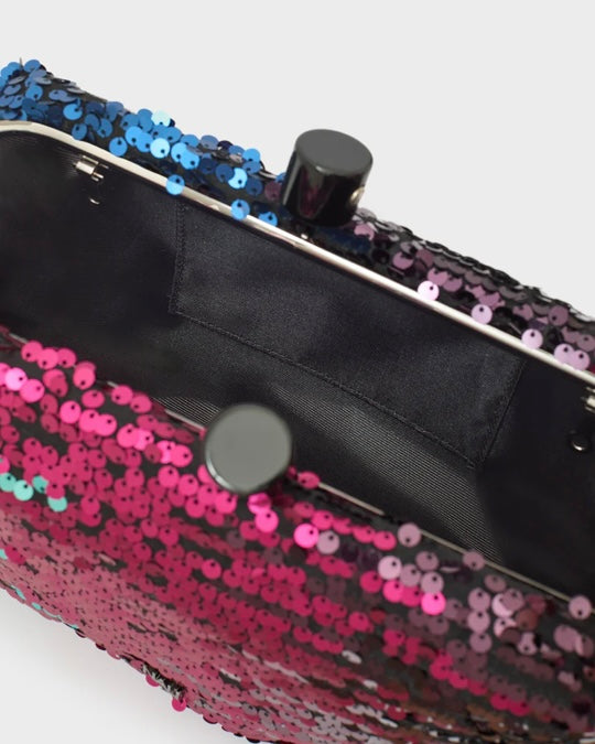 NALI Multicolored Large Sequin Clutch Bag