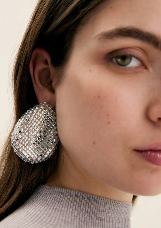 NALI Silver Large Teardrop Earrings