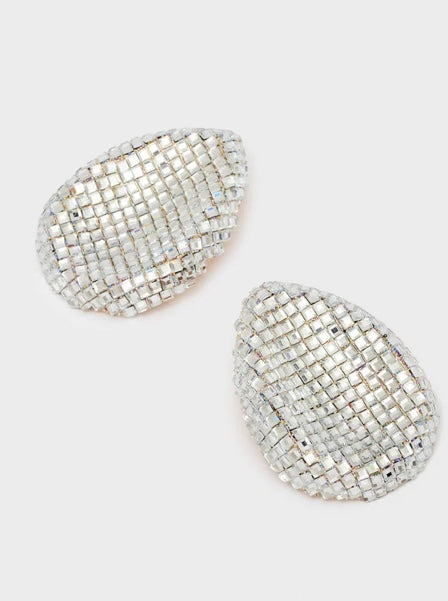 NALI Silver Large Teardrop Earrings
