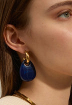 NALI Blue & Gold Droplet Earrings