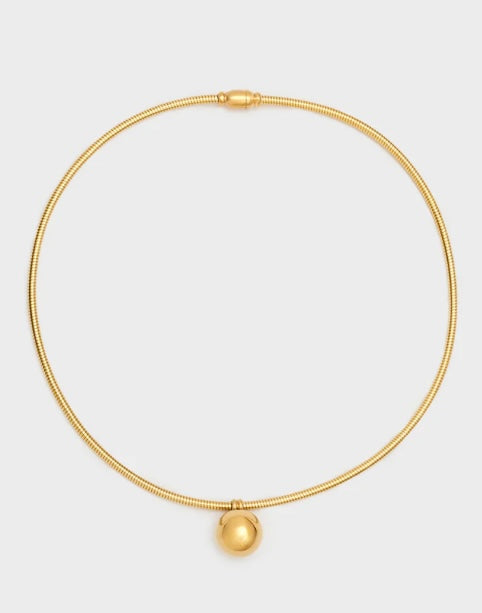 NALI Gold Elasticated Choker Chain with Gold Ball Pendant