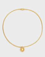 NALI Gold Elasticated Choker Chain with Gold Ball Pendant