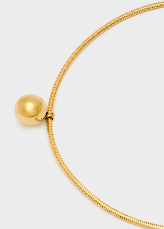 NALI Gold Elasticated Choker Chain with Gold Ball Pendant