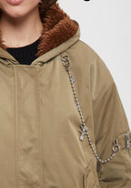 Otto'dame Khaki Green Oversized Bomber Jacket with hood