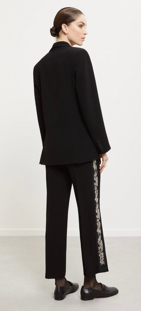Ottod'Ame Black Tuxedo Trousers with Crystal Trim
