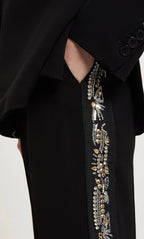 Ottod'Ame Black Tuxedo Trousers with Crystal Trim