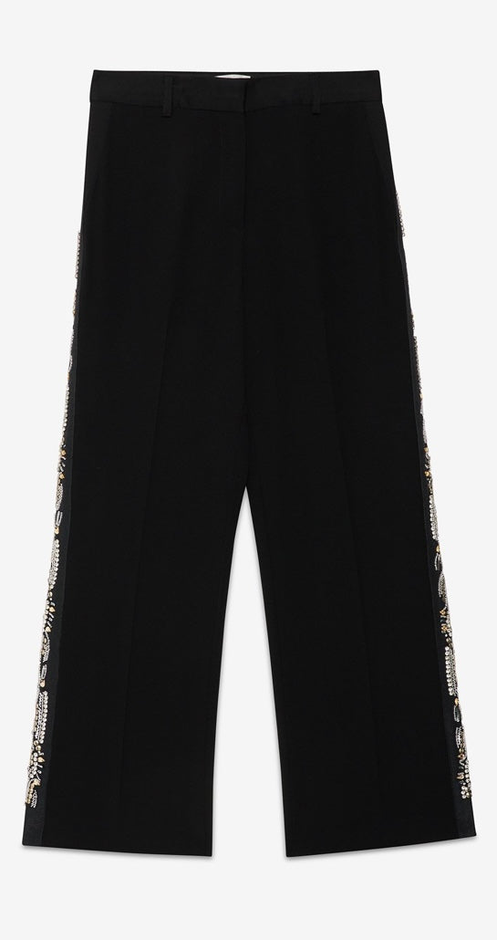 Ottod'Ame Black Tuxedo Trousers with Crystal Trim