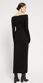 Ottod'Ame Black Lurex Off-Shoulder Long Dress