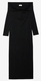 Ottod'Ame Black Lurex Off-Shoulder Long Dress