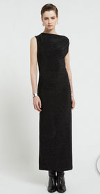 Ottod'Ame Black Lurex Sleeveless Long Dress