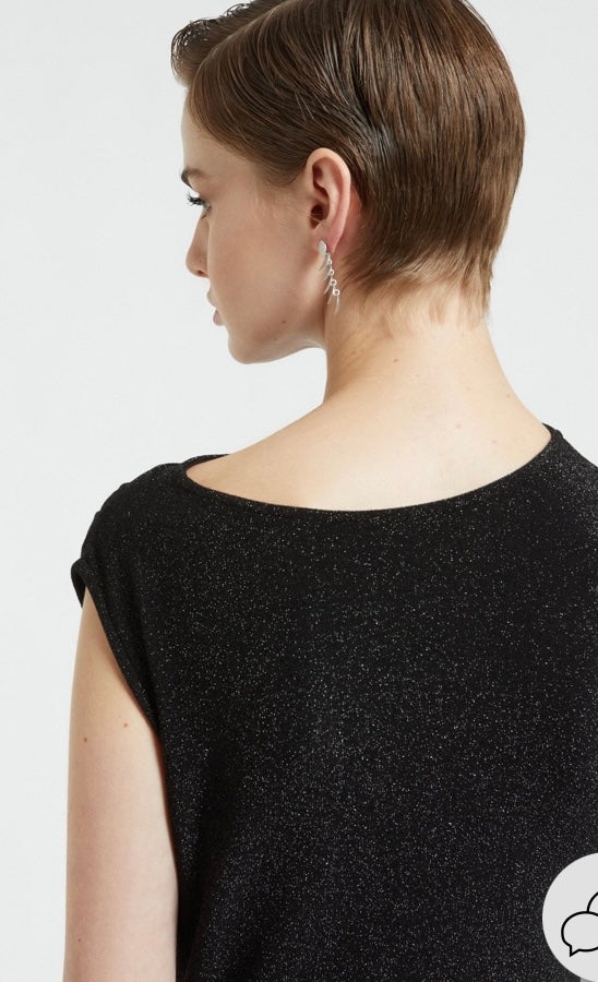 Ottod'Ame Black Lurex Sleeveless Long Dress