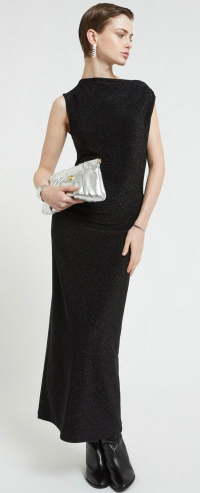 Ottod'Ame Black Lurex Sleeveless Long Dress