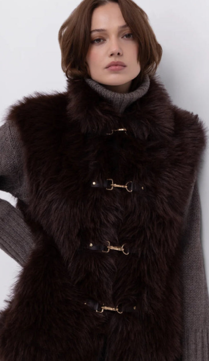 URBANCODE Reversible Brown Faux Fur Gilet