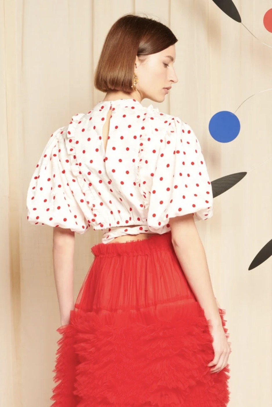 DREAM Sister Jane PROVENCE White & Red Polka Dot Ruffle Top