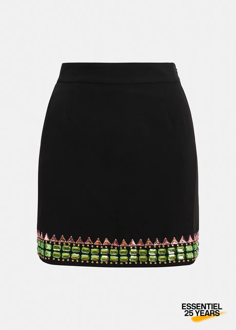 Essentiel Antwerp black mini skirt with embellished hemline