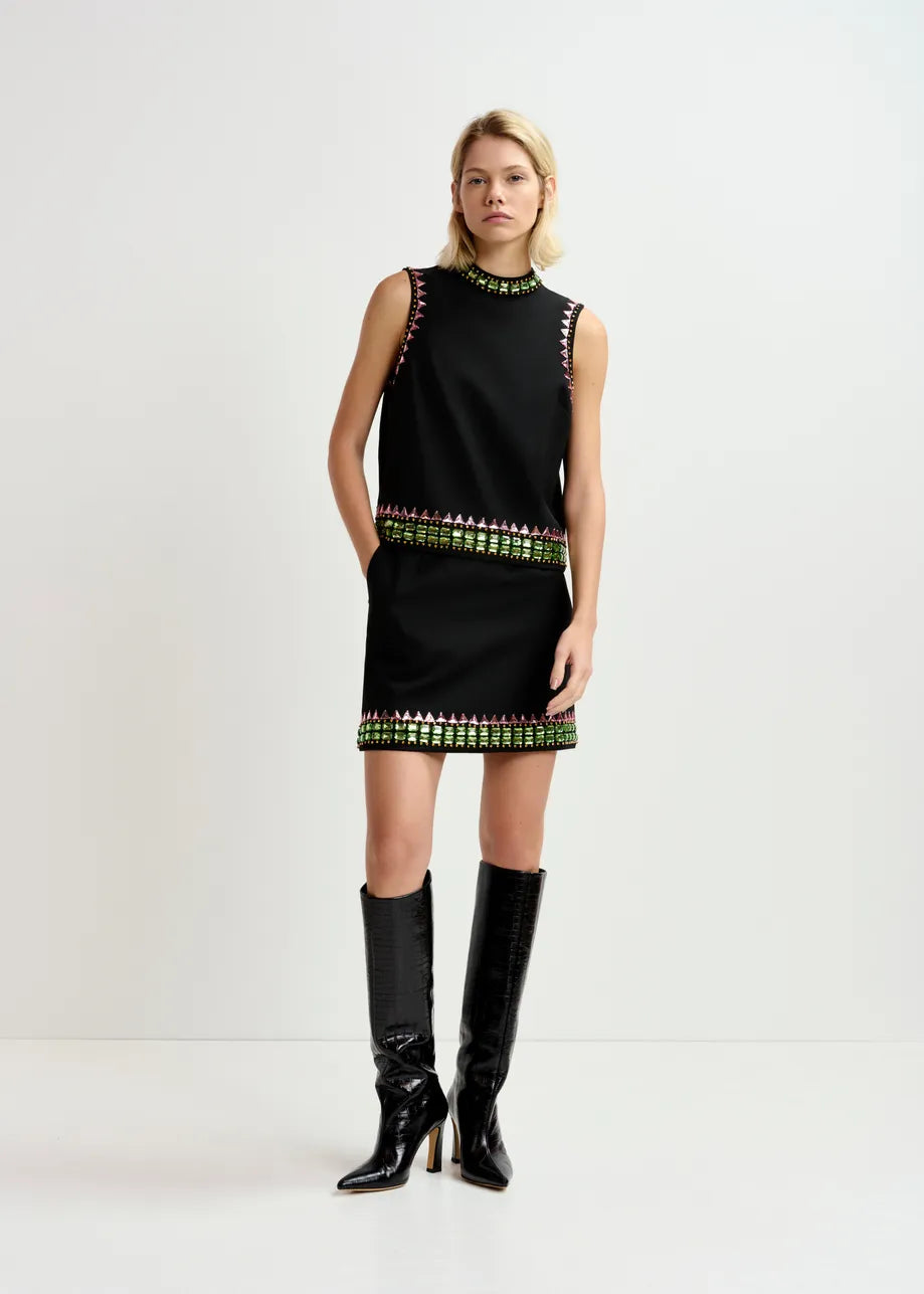 Essentiel Antwerp black sleeveless top with embellishments