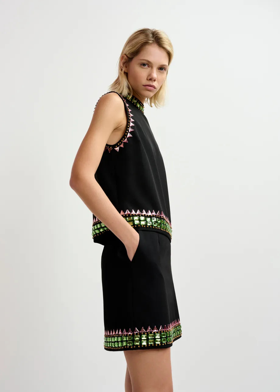 Essentiel Antwerp black sleeveless top with embellishments