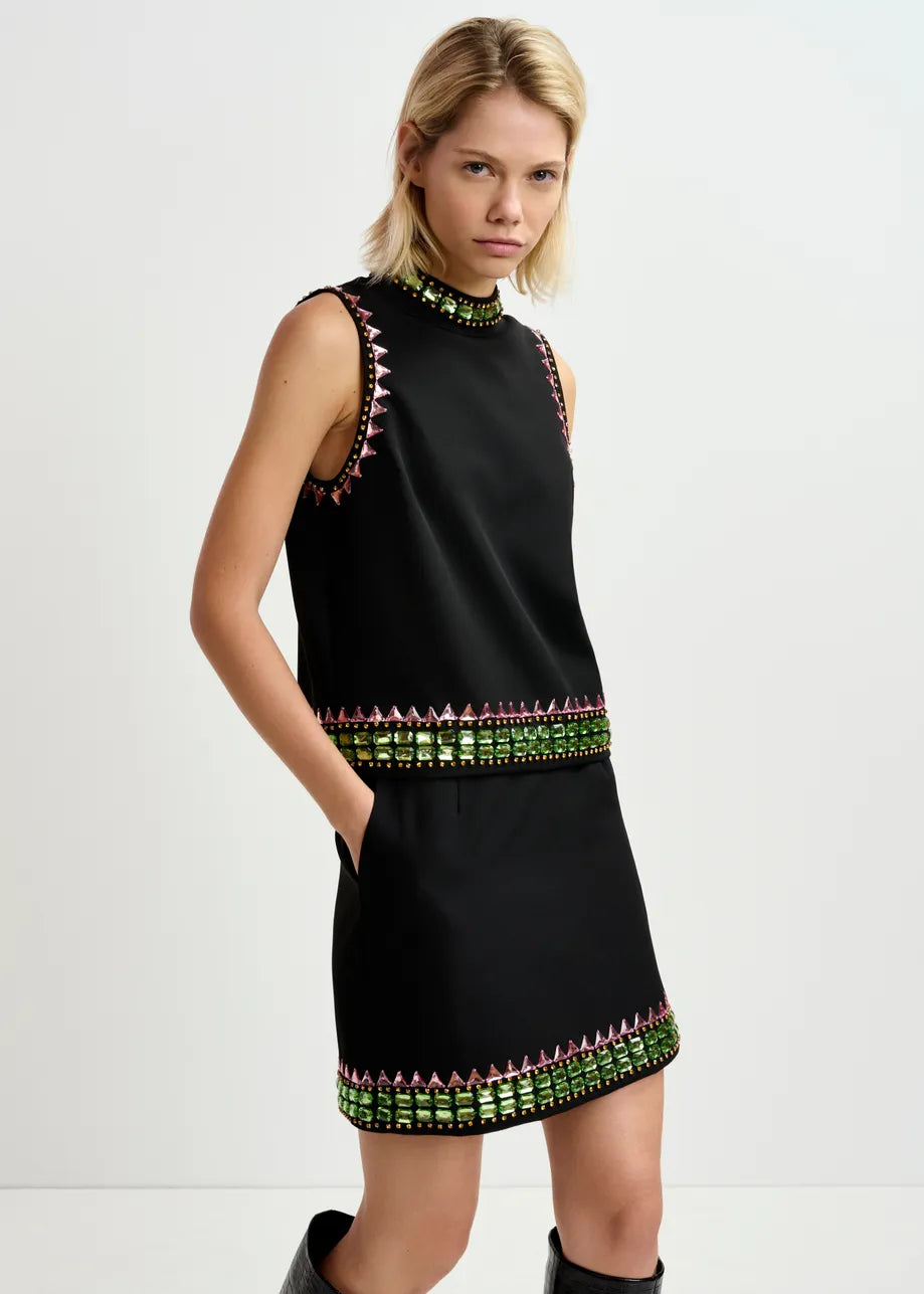 Essentiel Antwerp black sleeveless top with embellishments