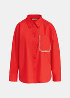 Essentiel Antwerp Red Cotton shirt with beaded embroidery