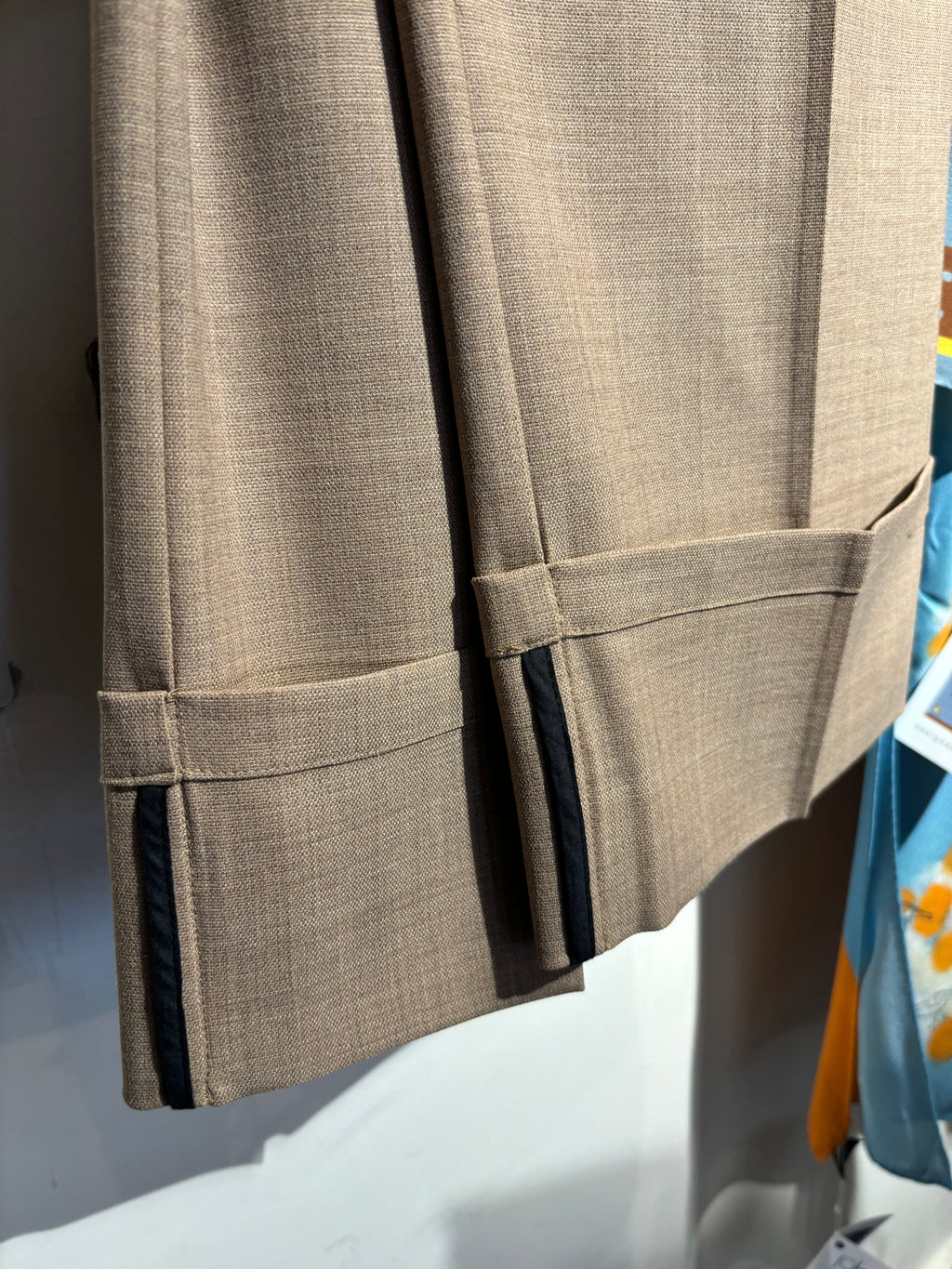 Beatrice B. Biscuit coloured Trousers turn-up bottoms