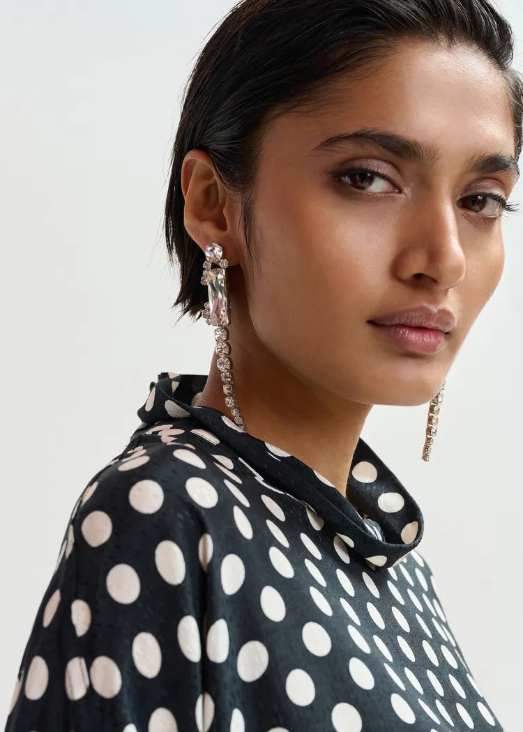 Essentiel Antwerp Silver Rhinestone Drop Earrings