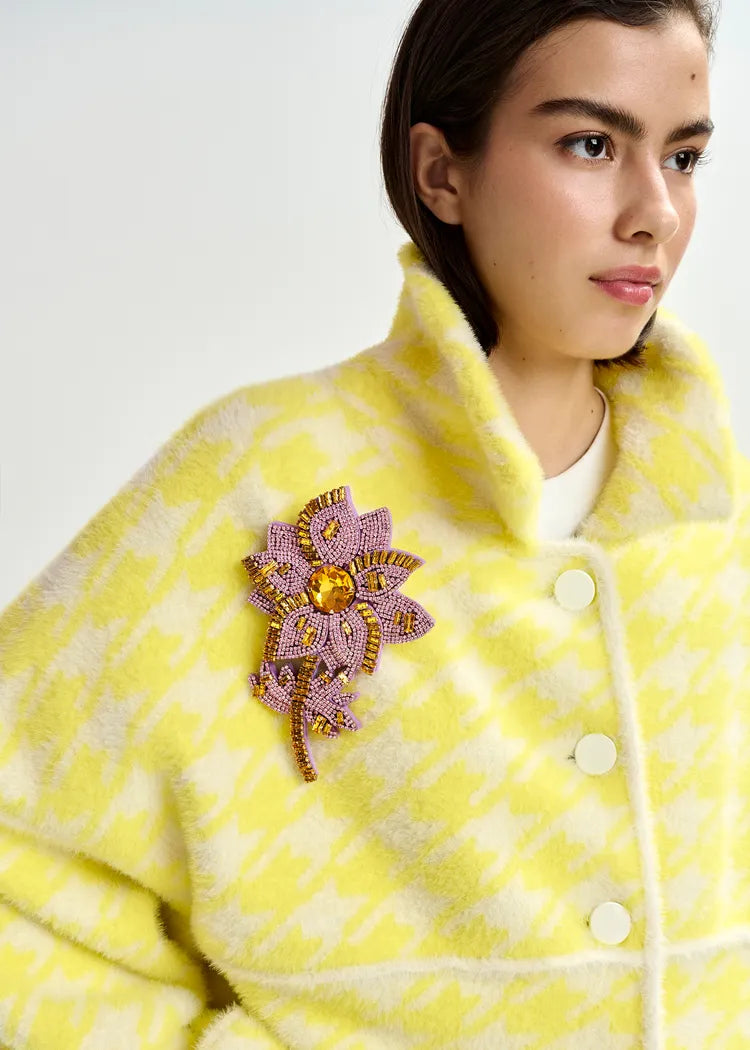 Essentiel Antwerp Purple & Yellow Flower Brooch