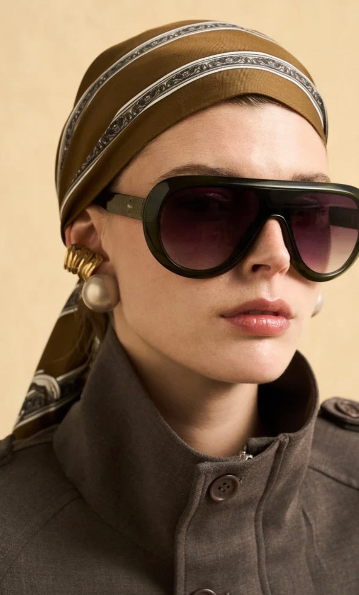 NALI Green Oversized Wraparound Sunglasses
