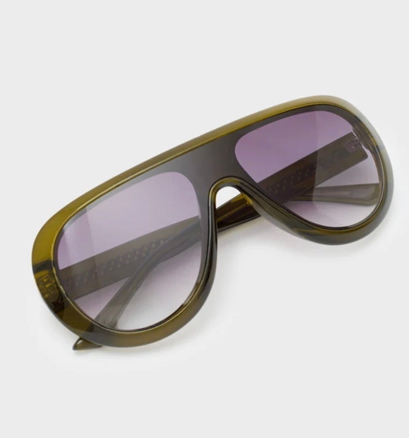 NALI Green Oversized Wraparound Sunglasses