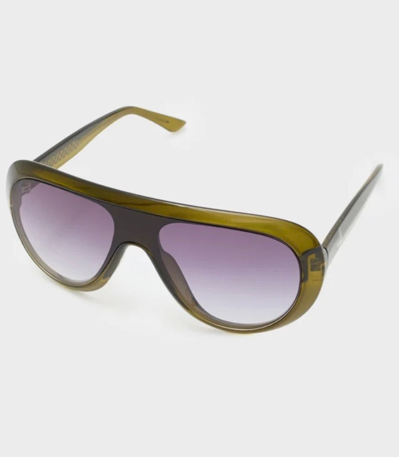 NALI Green Oversized Wraparound Sunglasses