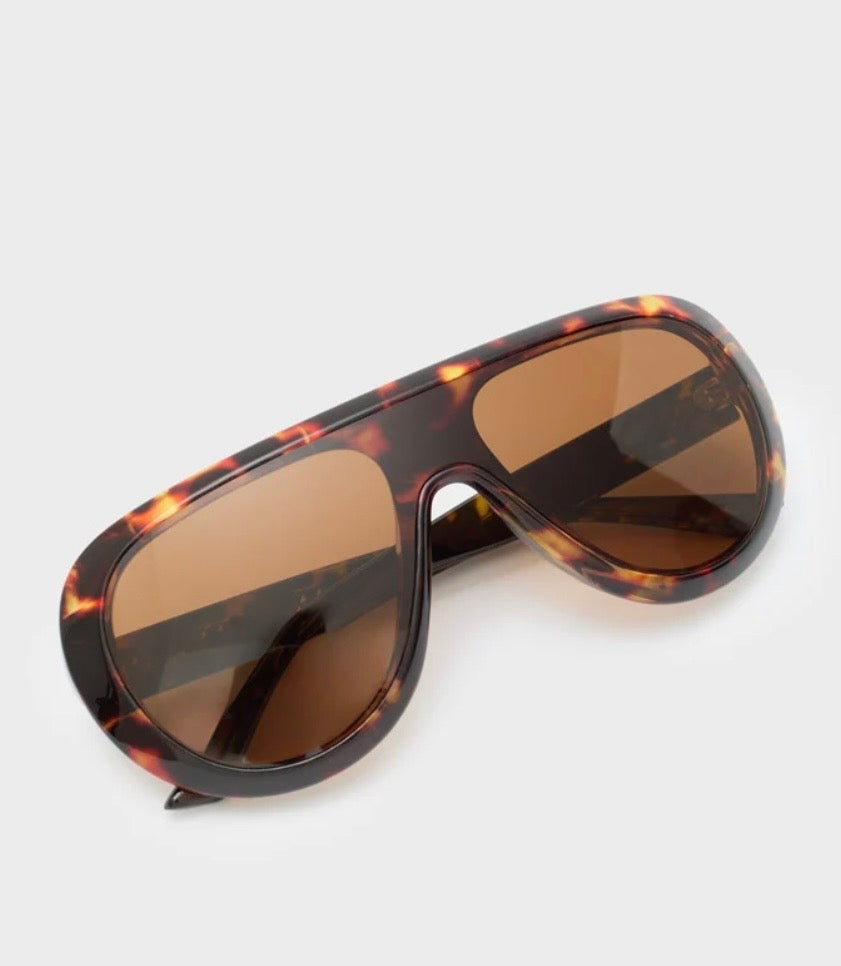 NALI Tortoiseshell Oversized Wraparound Sunglasses