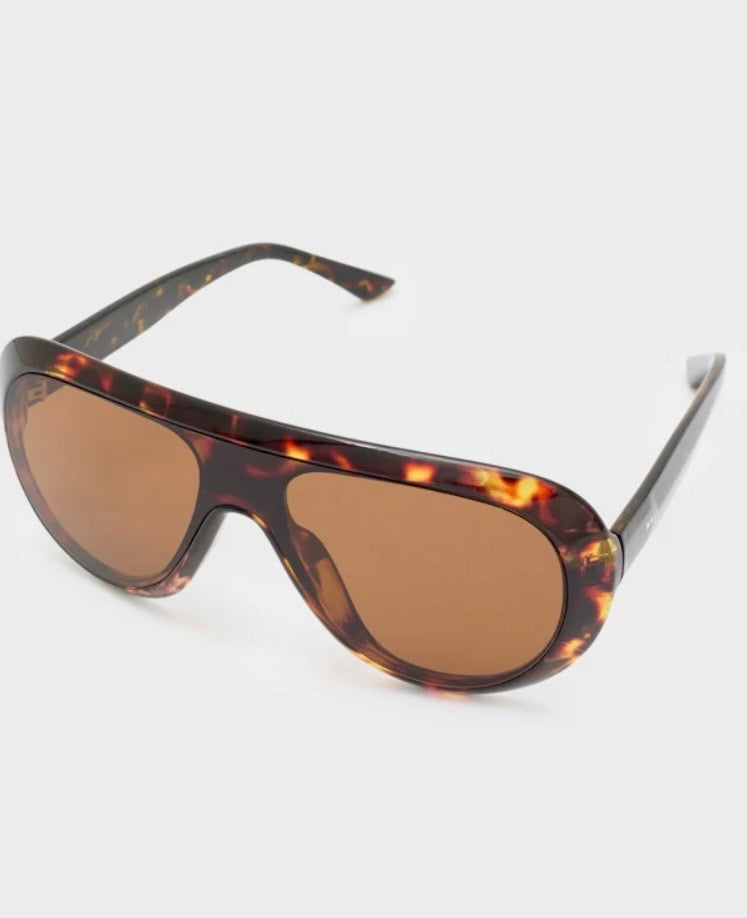 NALI Tortoiseshell Oversized Wraparound Sunglasses