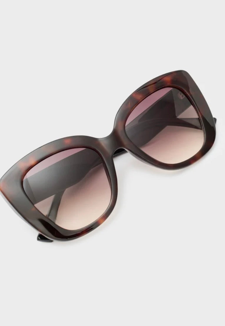 NALI Brown Tortoiseshell Oversized Butterfly Sunglasses with Pink Lenses