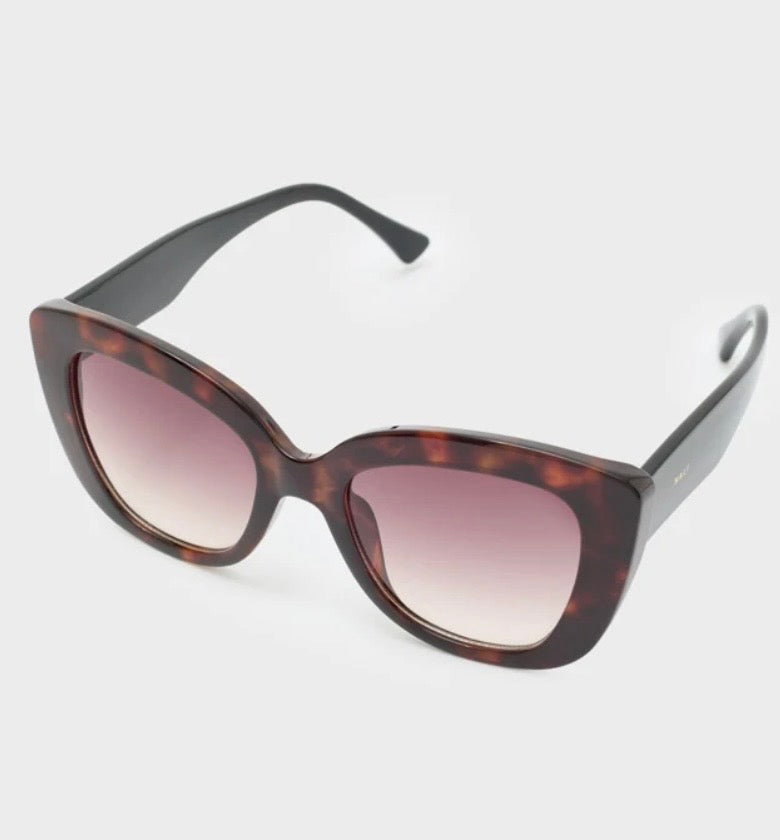 NALI Brown Tortoiseshell Oversized Butterfly Sunglasses with Pink Lenses