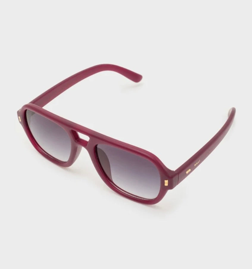 NALI Matte Burgundy Aviator Sunglasses
