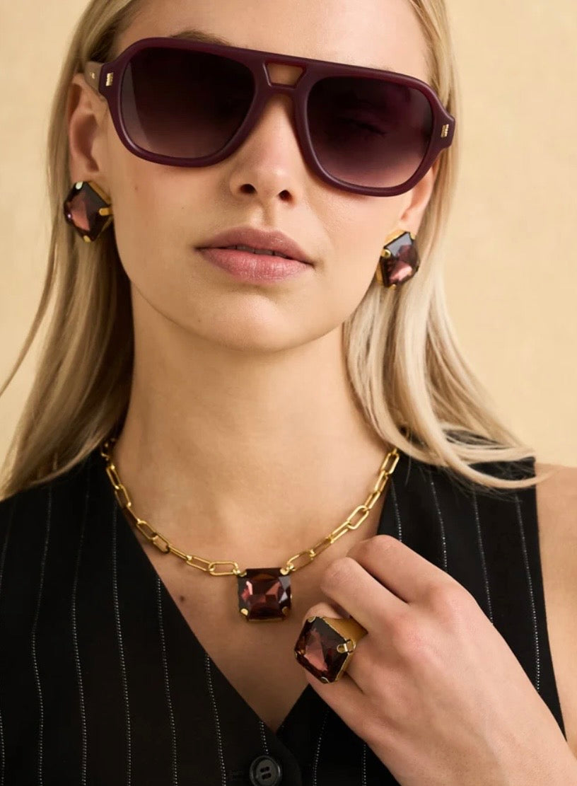 NALI Matte Burgundy Aviator Sunglasses