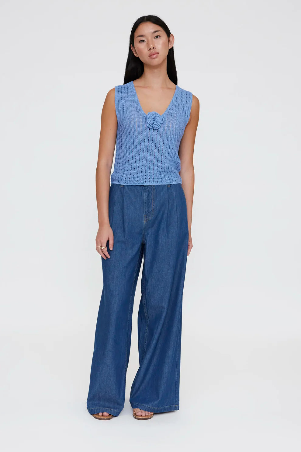 Wild Pony Wedgwood Blue Crotchet Top