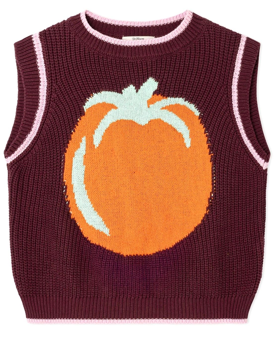 Dr. Bloom Burgundy "Tomato” Cotton Chunky Knit Vest