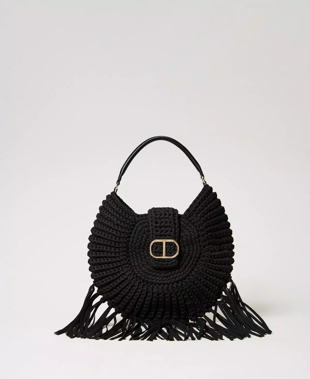 Twinset Milano black crochet hobo bag