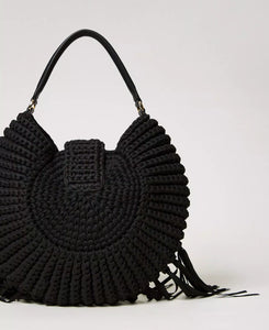 Twinset Milano black crochet hobo bag