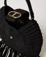 Load image into Gallery viewer, Twinset Milano black crochet hobo bag
