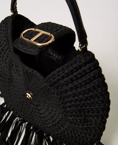Twinset Milano black crochet hobo bag
