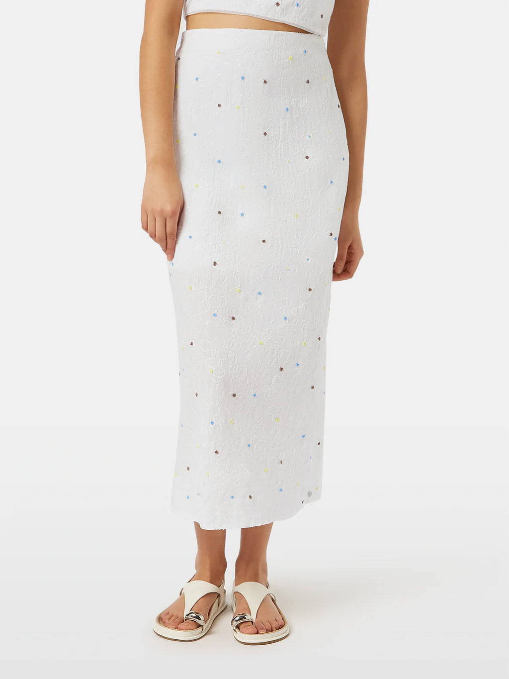 Scotch & Soda White Midi Skirt with Beaded details